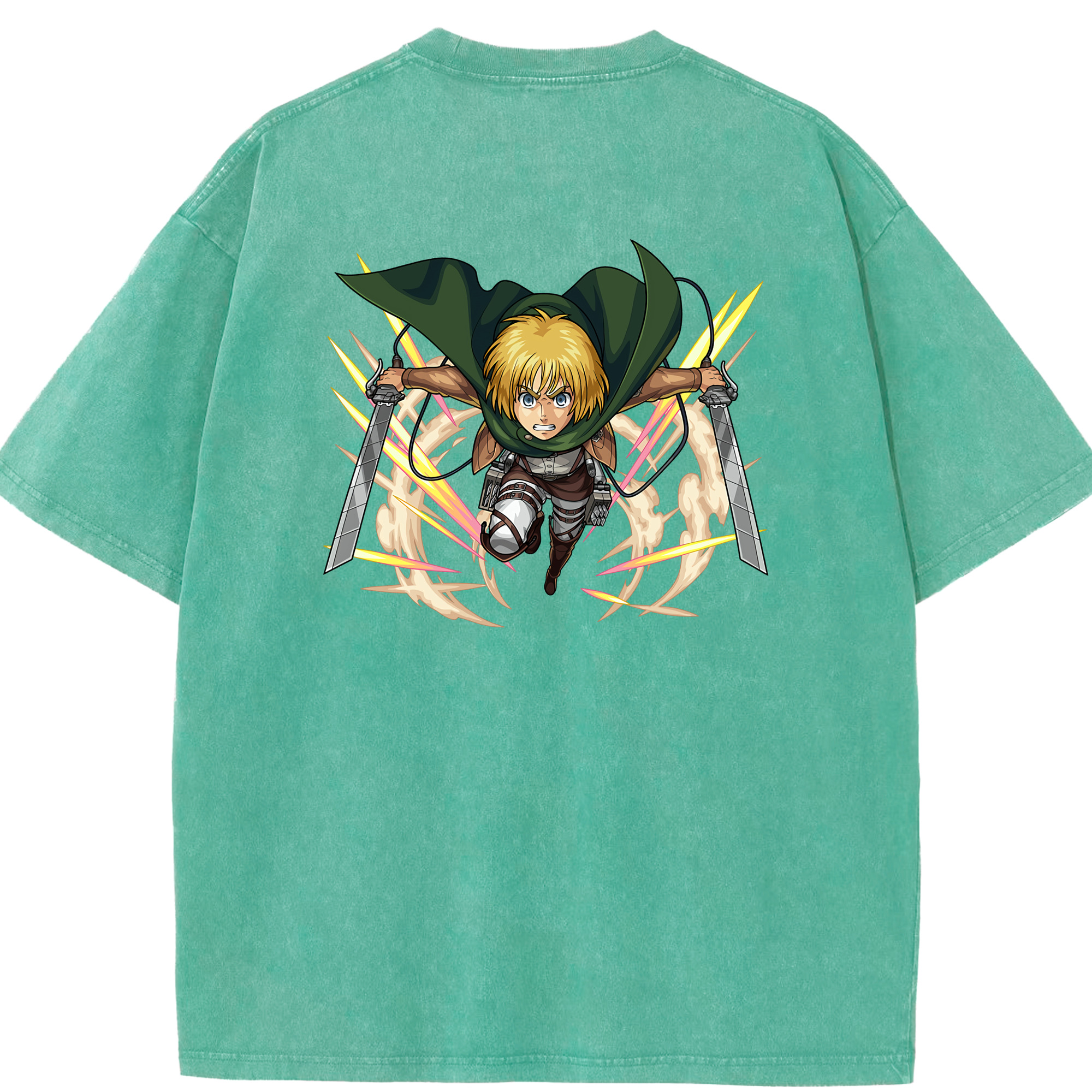 （画像用） 進撃の巨人 アルミン·アルレルト Attack on Titan Armin Arlert 綿100% ヴィンテージ風 半袖Tシャツ（背面プリント）